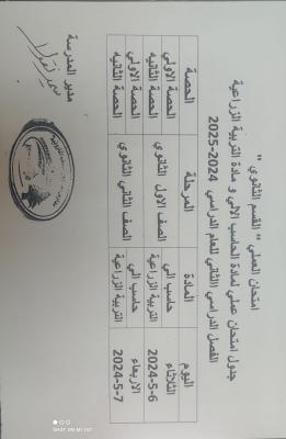 امتحانالعملي حاسب الي والتربية الزراعية للصفين الاول والثاني الثانوي