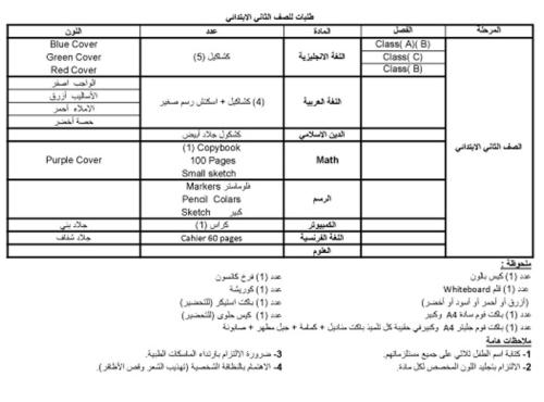 طلبات الصف الثاني الابتدائي